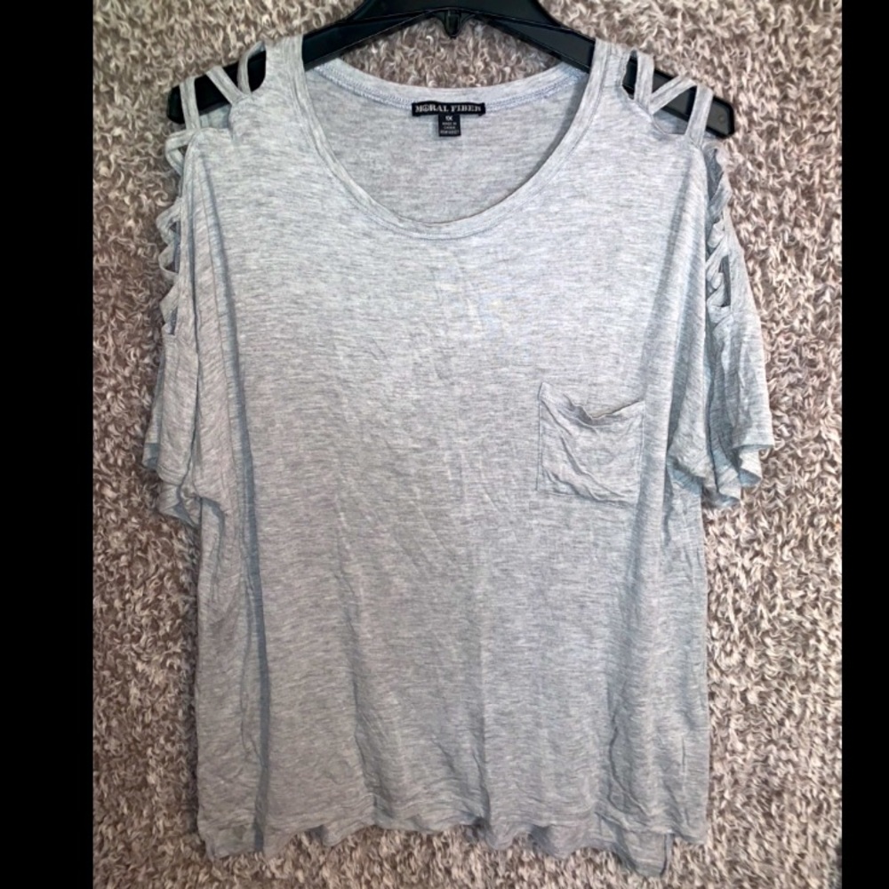 Moral Fiber open shoulder blouse